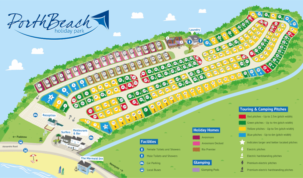 Porth Beach Holiday Park Map