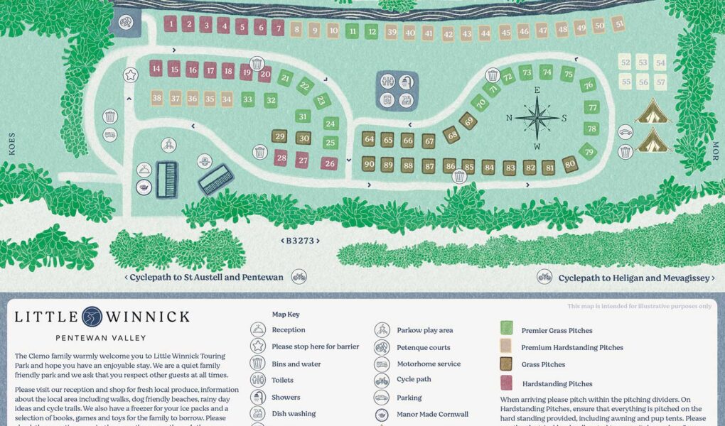 Little Winnick Touring Park Site Map