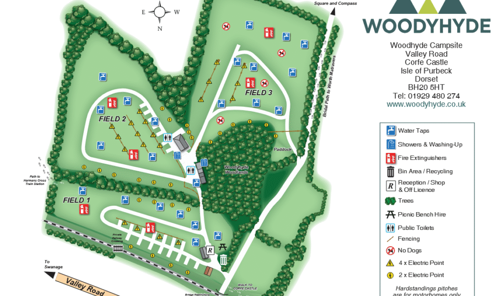 Woodyhyde Campsite Map