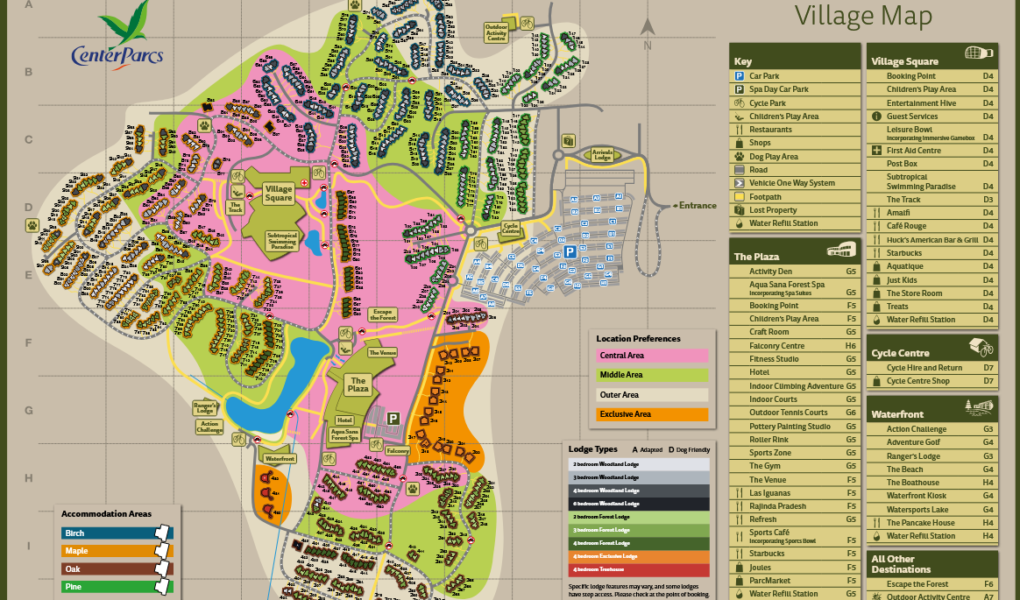 Center Parcs Woburn Forest Village Map