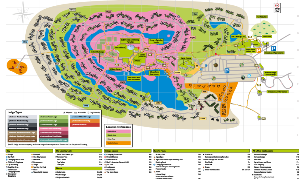 Centre Parcs Elveden Forest village map