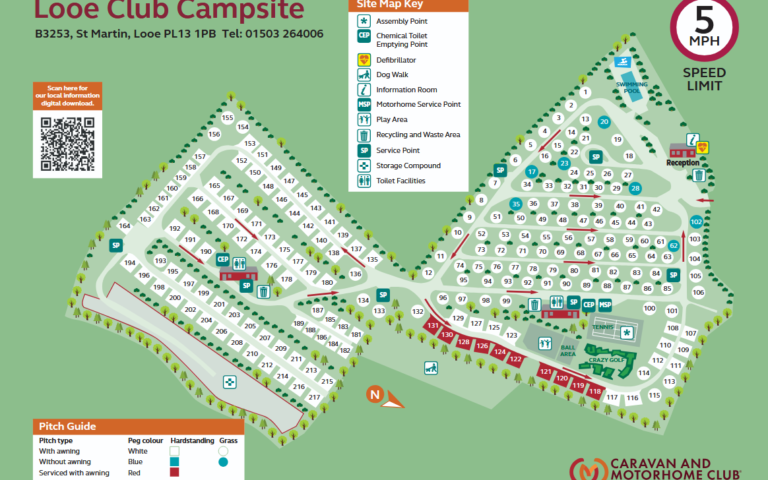 Looe Caravan Club Site Map