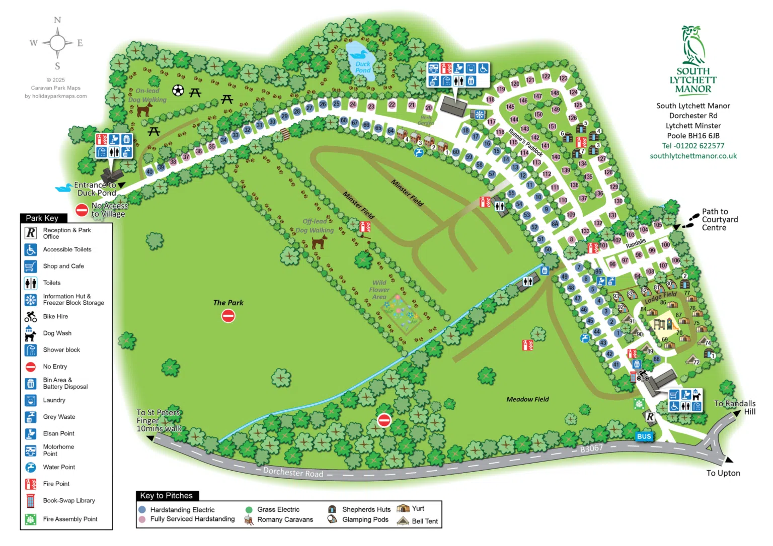 Lytchett Rda South Lytchett Manor Caravan and Camping Park Map